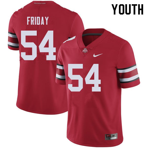 Ohio State Buckeyes #54 Tyler Friday Youth Football Jersey Red OSU45316